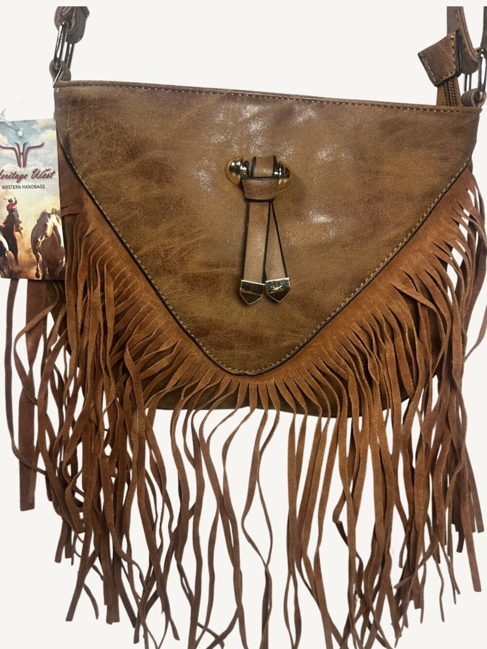 NWT Heritage West Tan Fringe Crossbody Western Boho Bag